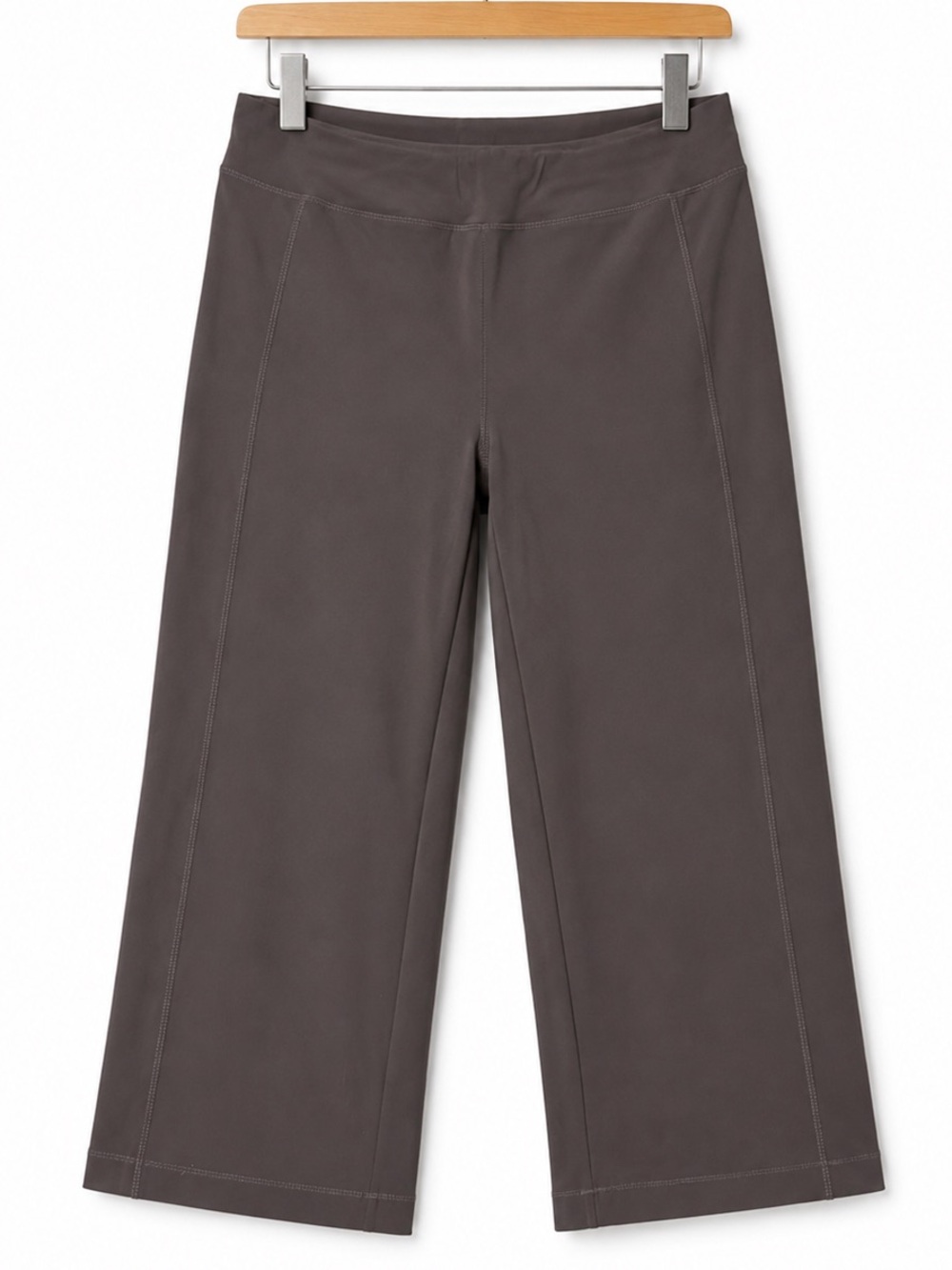 L.L.Bean Athletic Wide Leg Crop Pants Charcoal Grey Large Yoga Hiking Travel